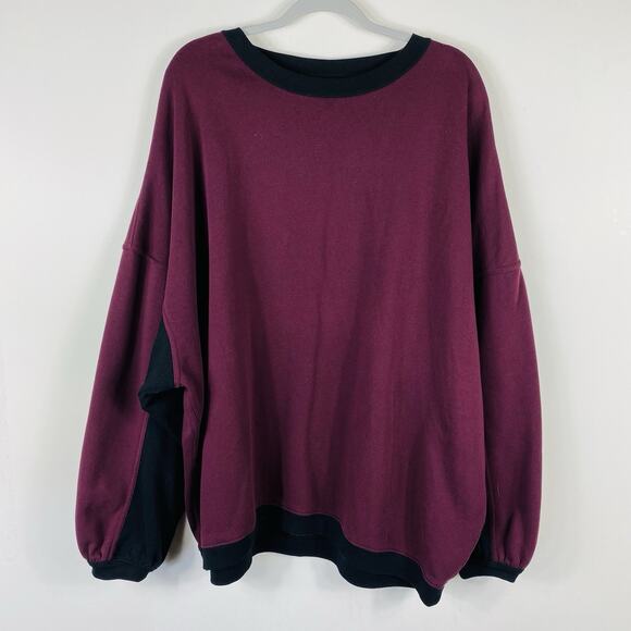 Torrid Plus Size 1X Oversized Tunic Sweatshirt Wine Red Cotton Blend - Picture 3 of 7